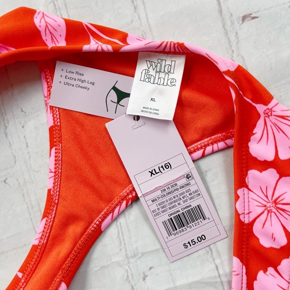 Wild fable NWT extra cheeky low rise tropical print bikini bottom - Picture 9 of 9